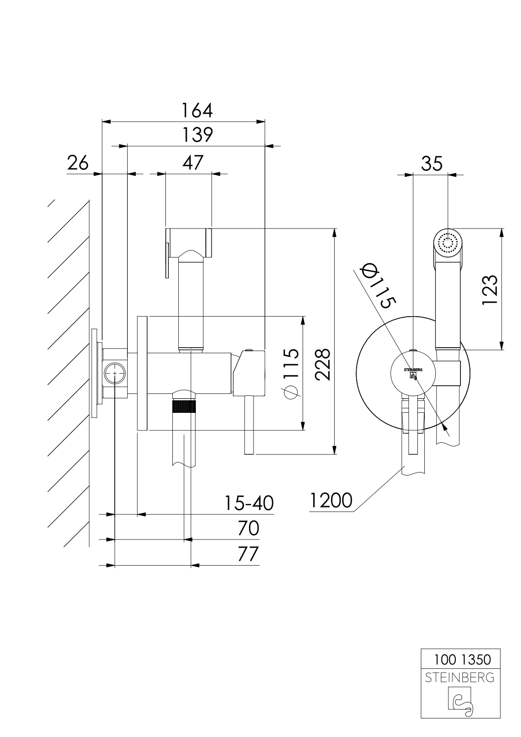 Steinberg 100 Σετ Μπιντέ Brushed Copper