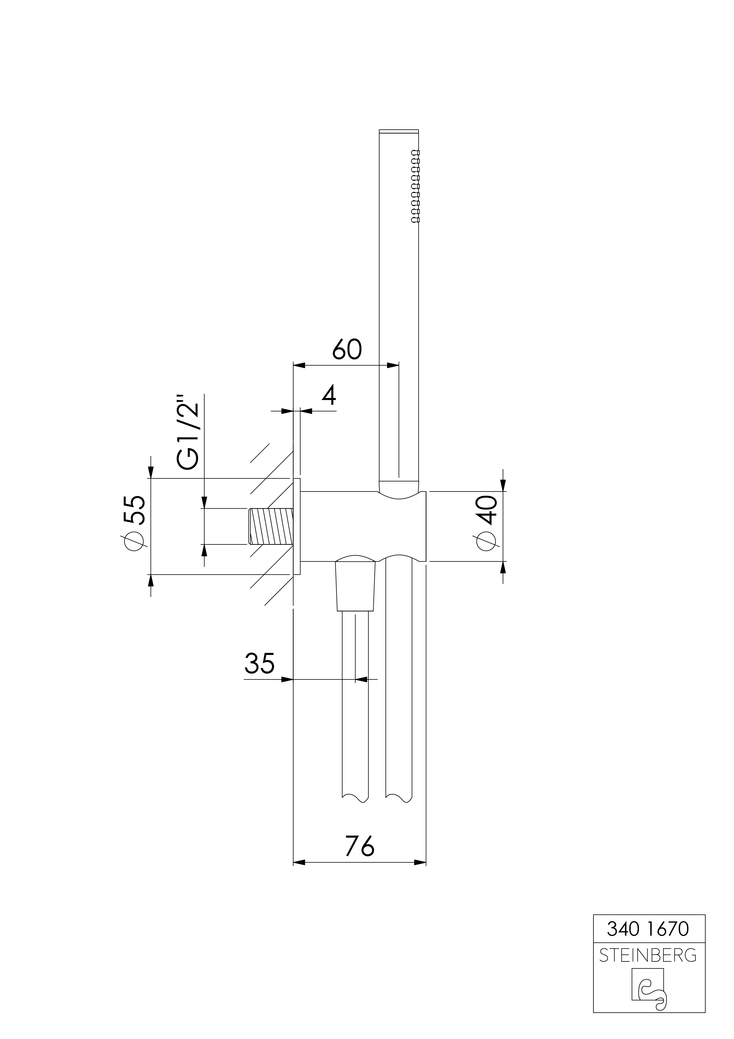 Steinberg 340 Παροχή - Στήριγμα - Τηλέφωνο ντους- Σπιράλ Brushed Gun Metal