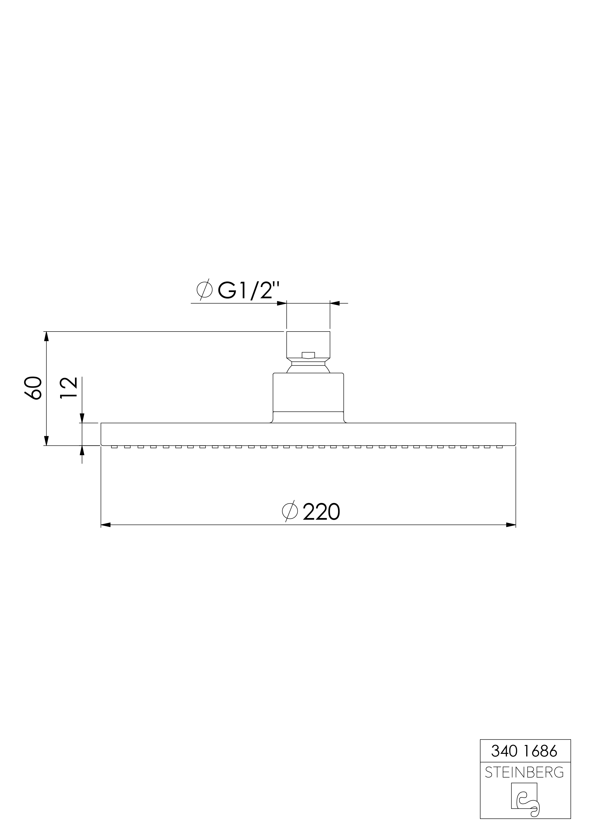 Steinberg 340 Κεφαλή Ντους Ø220mm