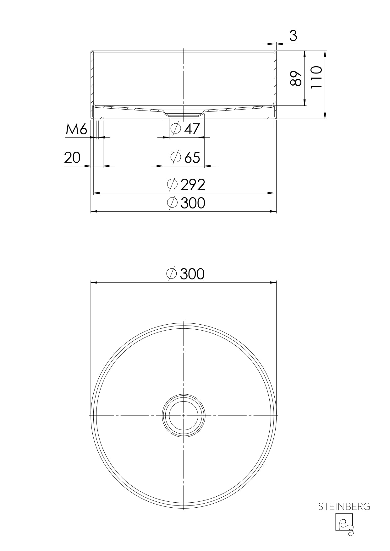 Steinberg 442 Νιπτήρας round ø 300 Brushed Gold