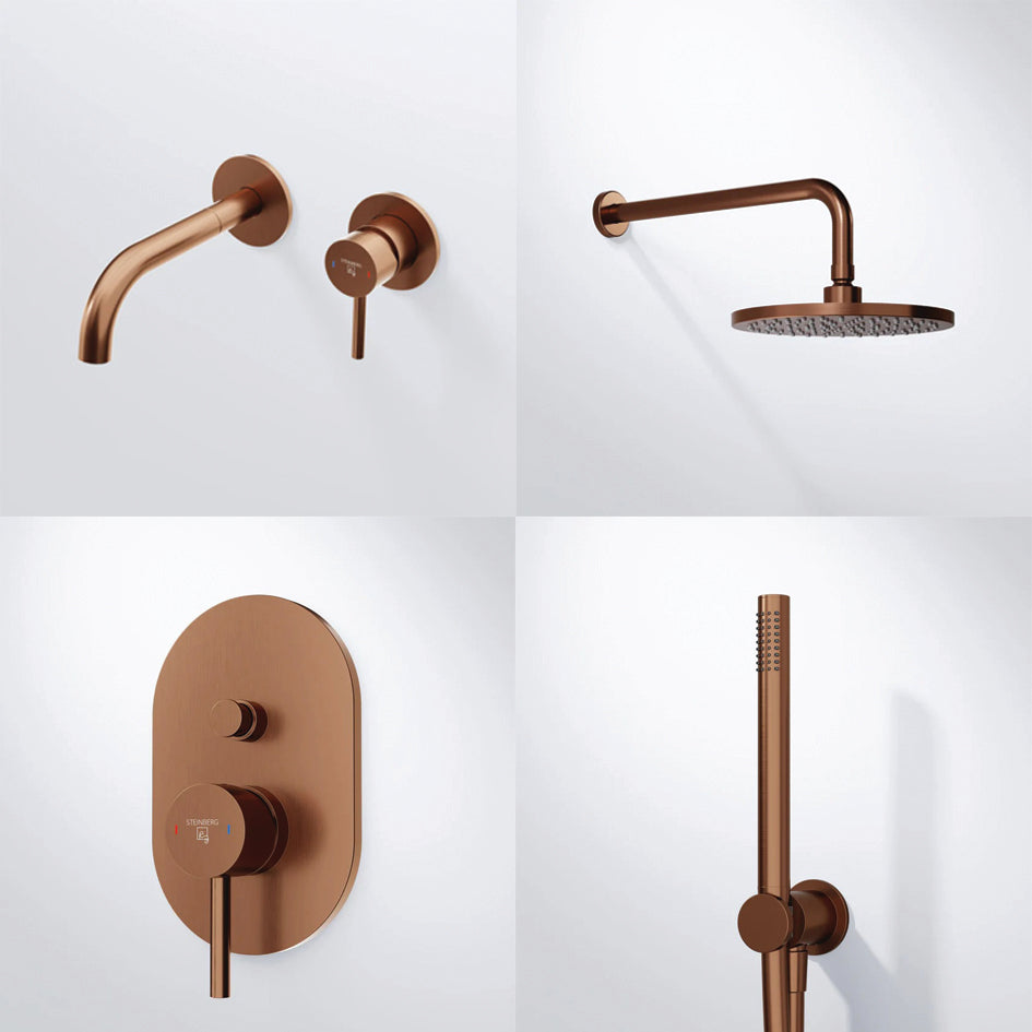 Σετ εντοιχισμού Νιπτήρος & Ντους σε Brushed Copper