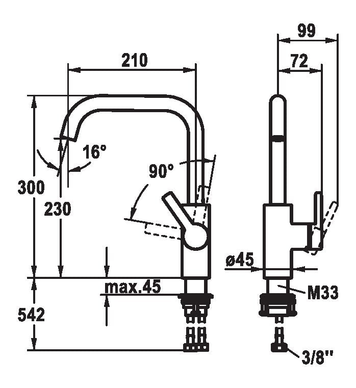 KWC LUNA E Μπαταρία κουζίνας Black Matt  125132