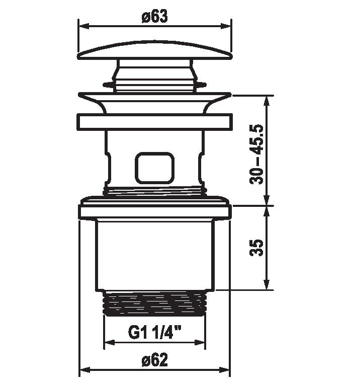 Βαλβίδα νιπτήρος Push open Black Matt (κλικ-κλακ)