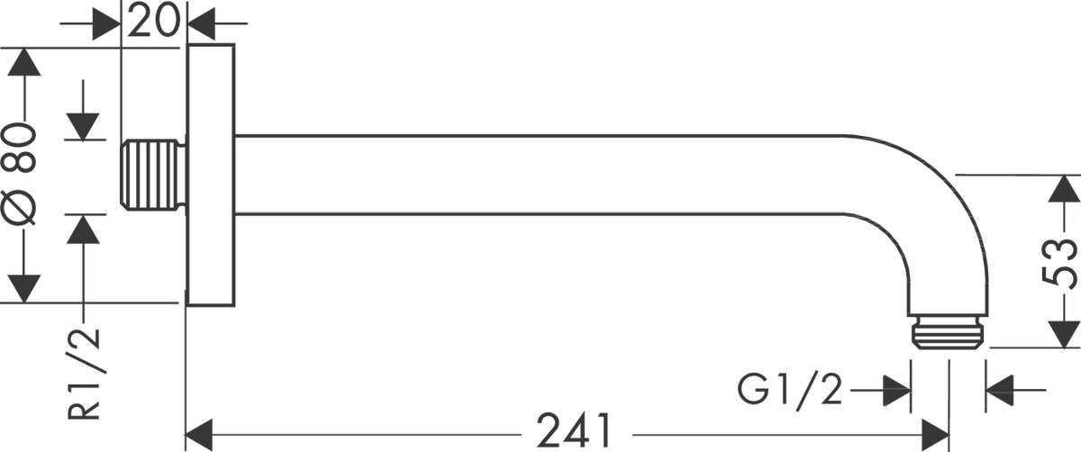 hansgrohe Μπράτσο κεφαλής ντους 24cm 27409000