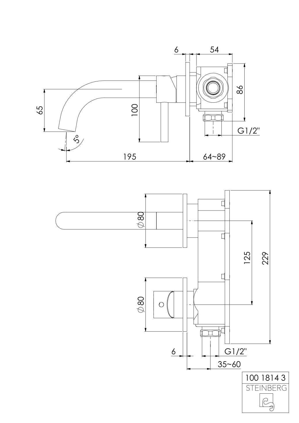 Steinberg 100 Εντοιχισμένη Μπαταρία Νιπτήρος