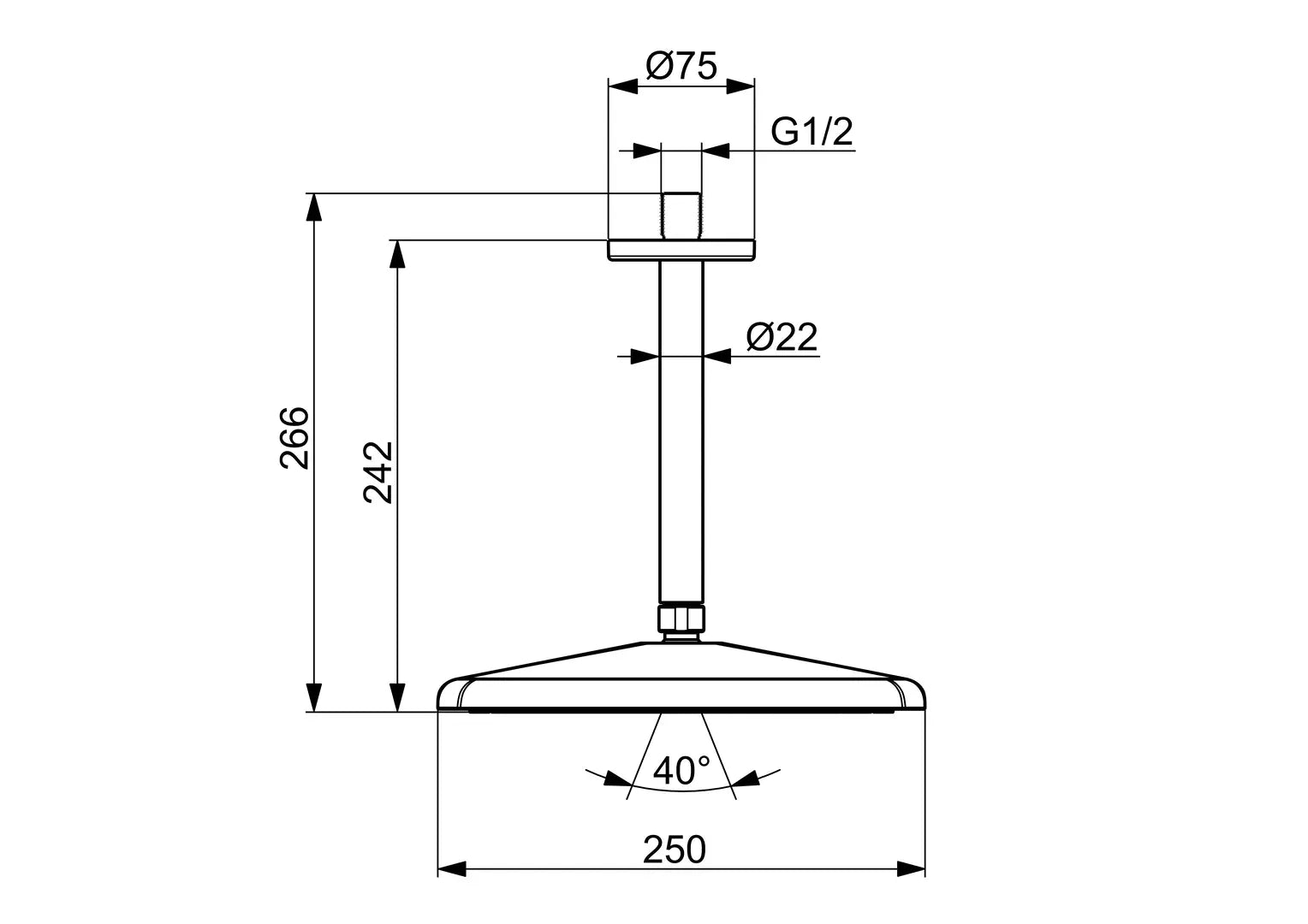 HANSA AURELIA Κεφαλή Ντους Οροφής Τετράγωνη 250 x 250 mm