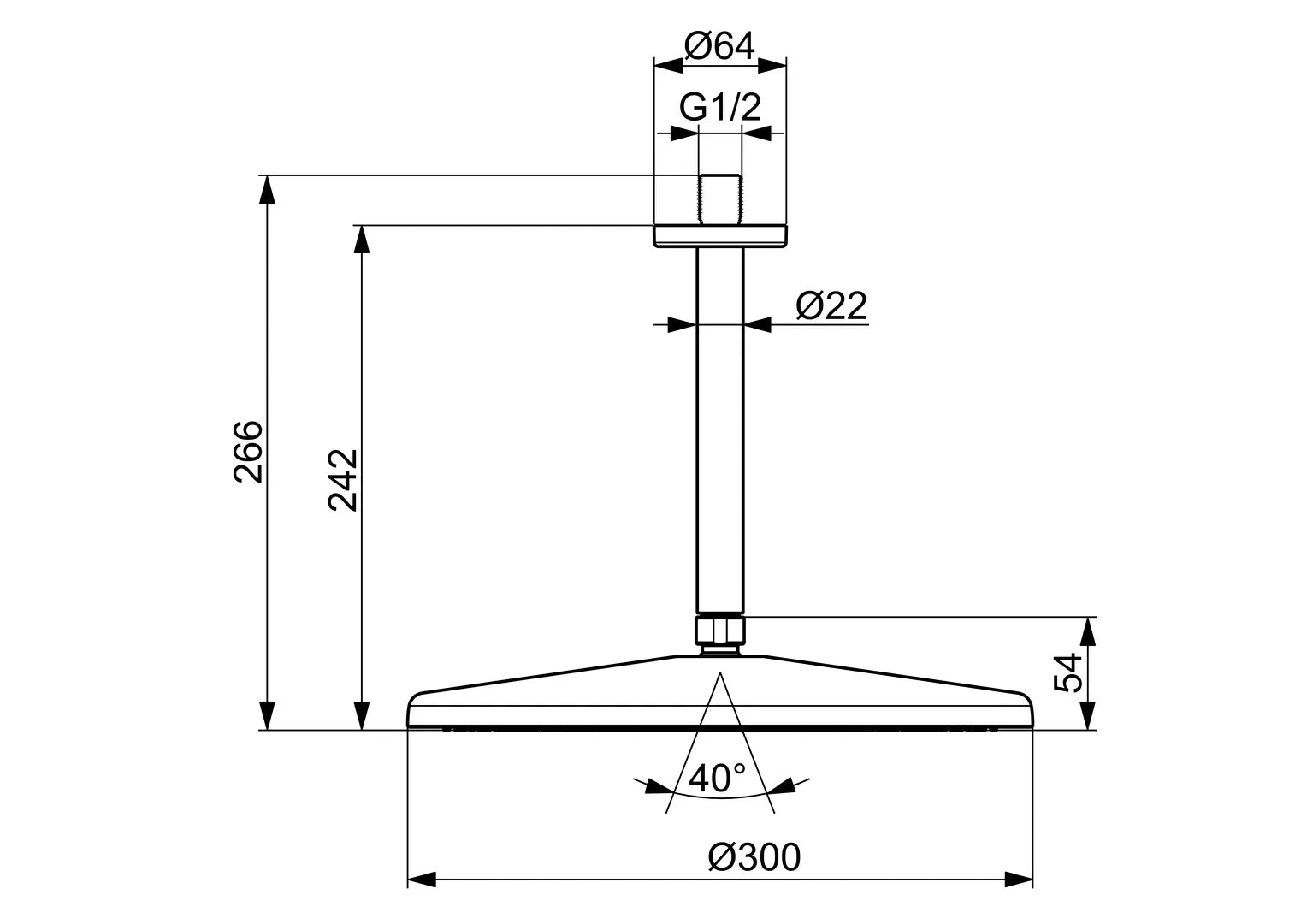 HANSA AURELIA Κεφαλή Ντους Οροφής Ø300mm Brushed steel