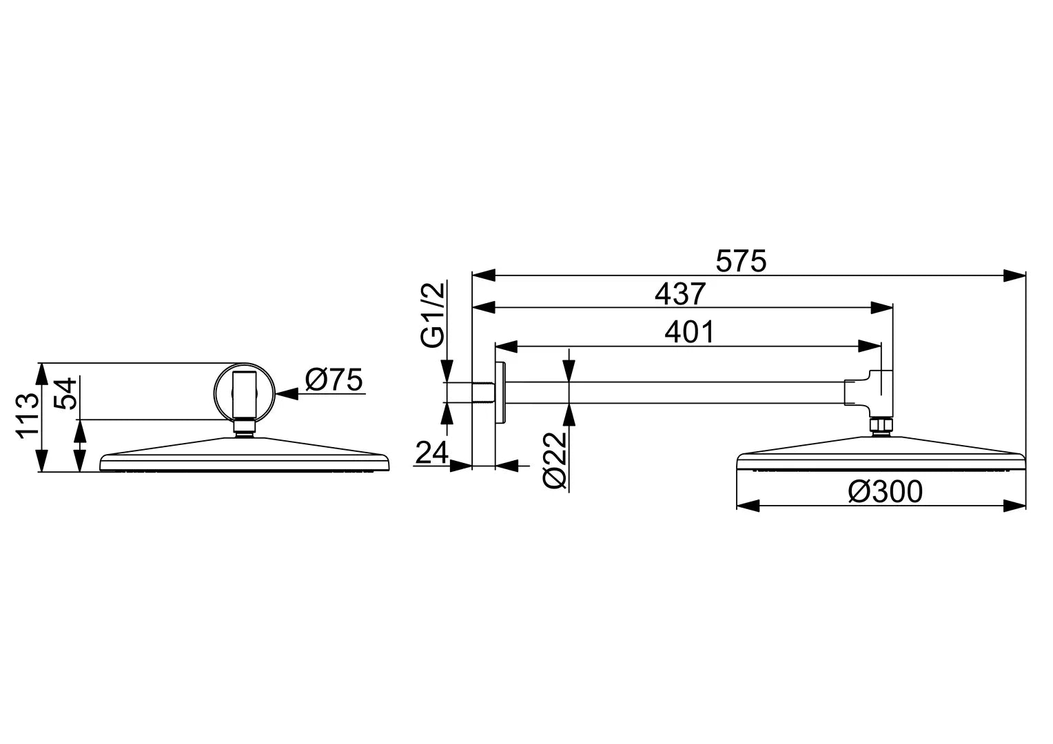 HANSA AURELIA Κεφαλή Ντους Ø300mm Matt black