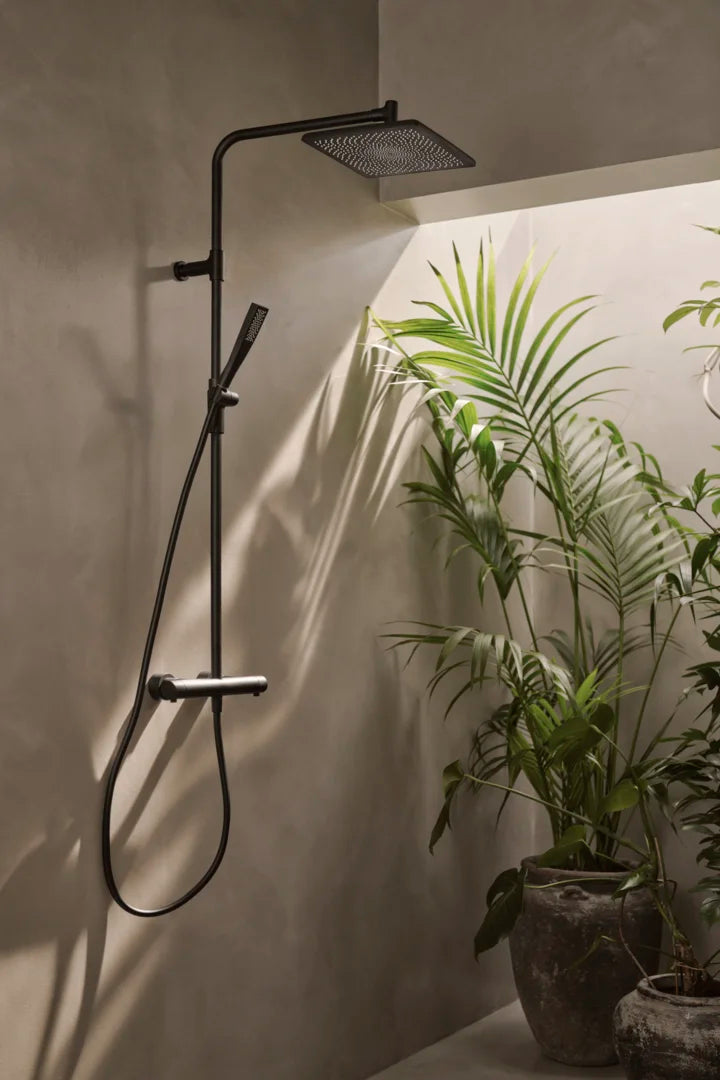 HANSA AURELIA Θερμοστατική Στήλη Ντούς με τετράγωνη κεφαλή Matt black