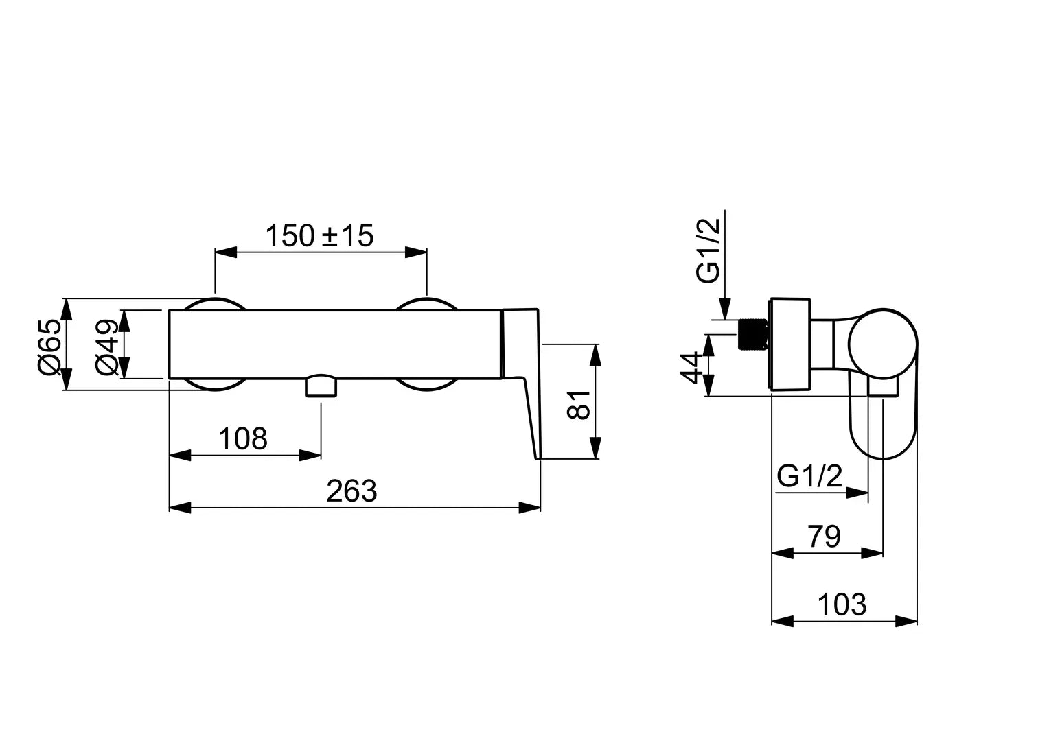 HANSA GENESIS Μπαταρία ντους Brushed steel