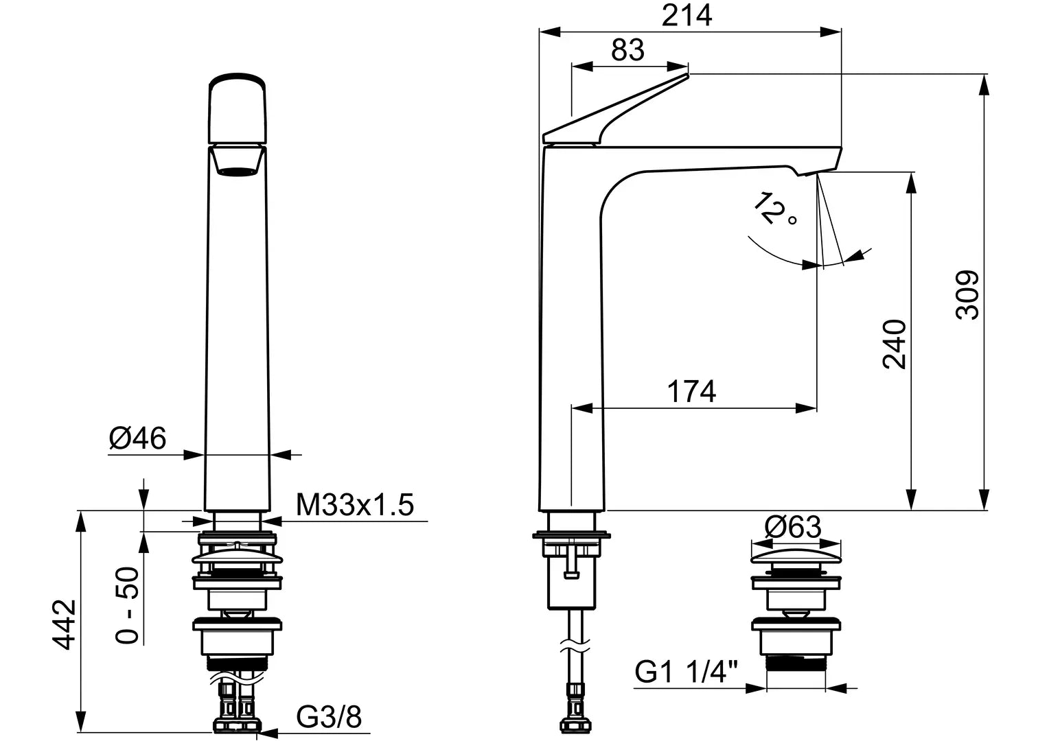 HANSA GENESIS Μπαταρία Νιπτήρος Ψηλή Brushed steel