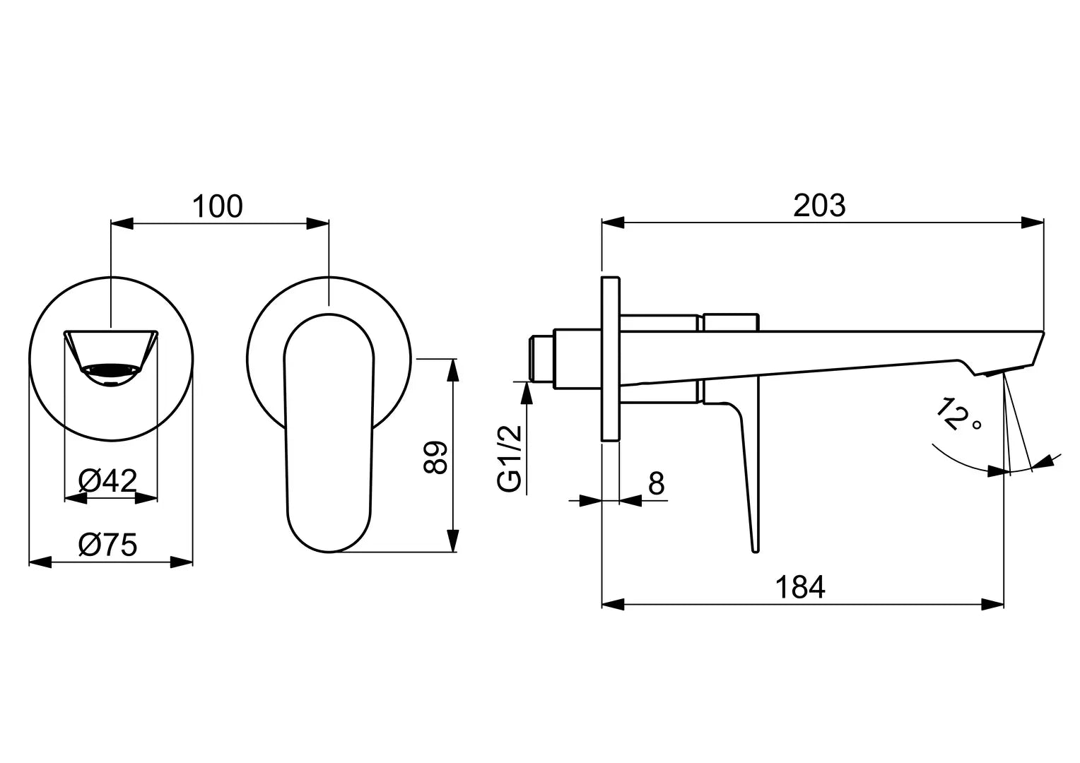 HANSA GENESIS Εντοιχισμένη Μπαταρία Νιπτήρος Matt black