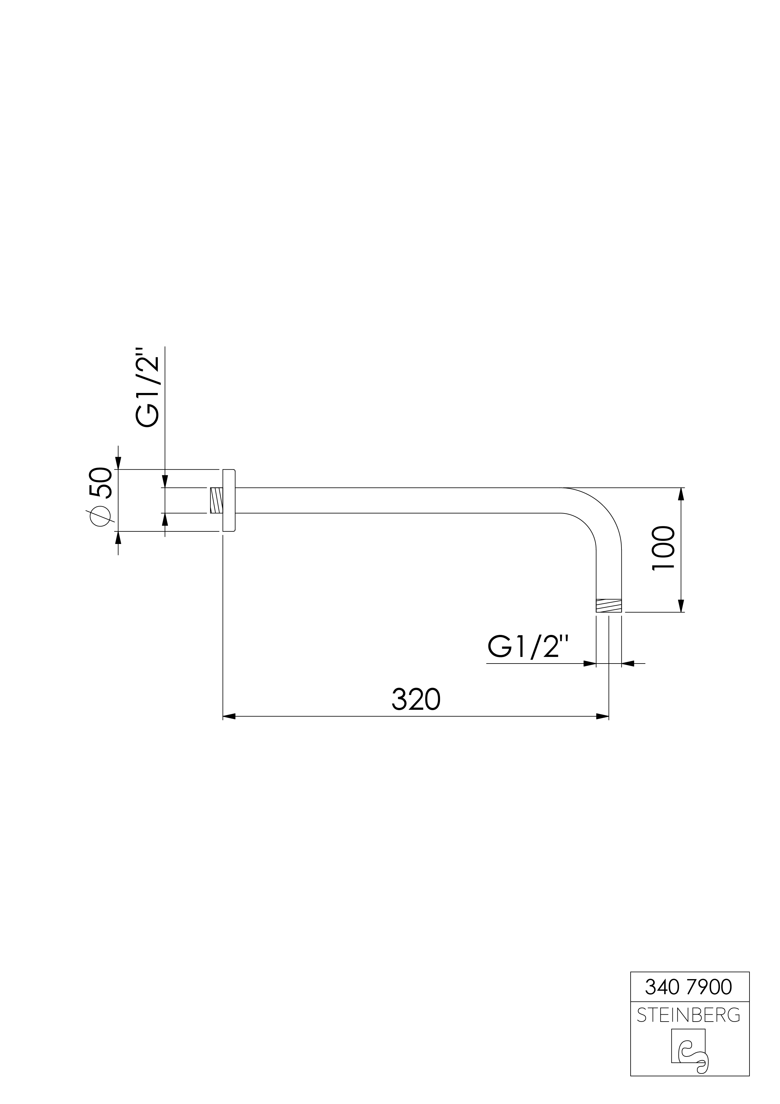 Steinberg 340 Μπράτσο Κεφαλής 320mm Brushed Gun Metal