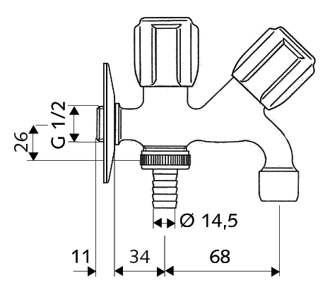 Β2Β Κάνουλα Διπλής ροής με διακόπτη Schell 035620699