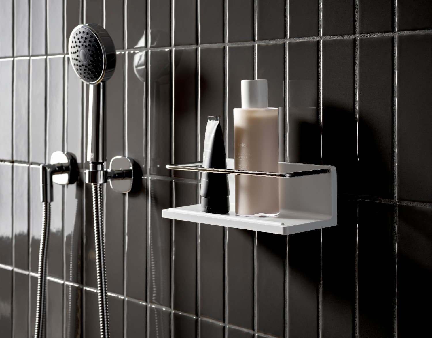 Emco Round Σαπουνοθήκη Τοίχου με Ράγα & Σύστημα Τοποθέτησης Χωρίς Τρύπημα (Glue System)