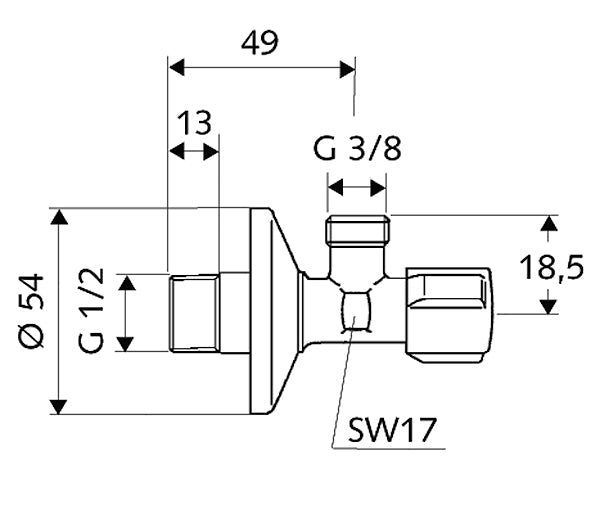 B2B Γωνιακός Διακόπτης Schell 1/2 - 3/8 052120699