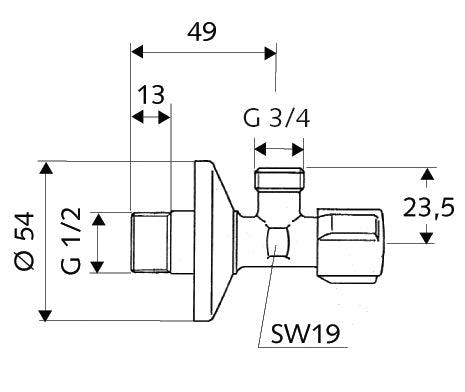 B2B Γωνιακός Διακόπτης Πλυντηρίου Schell 1/2 - 3/4 033000699