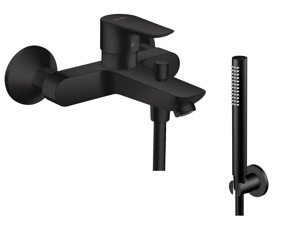 SET HG Talis E  Μπαταρία Λουτρού 71740670 + ST 100 Tηλέφωνο Σπιραλ Στήριγμα Black Matt