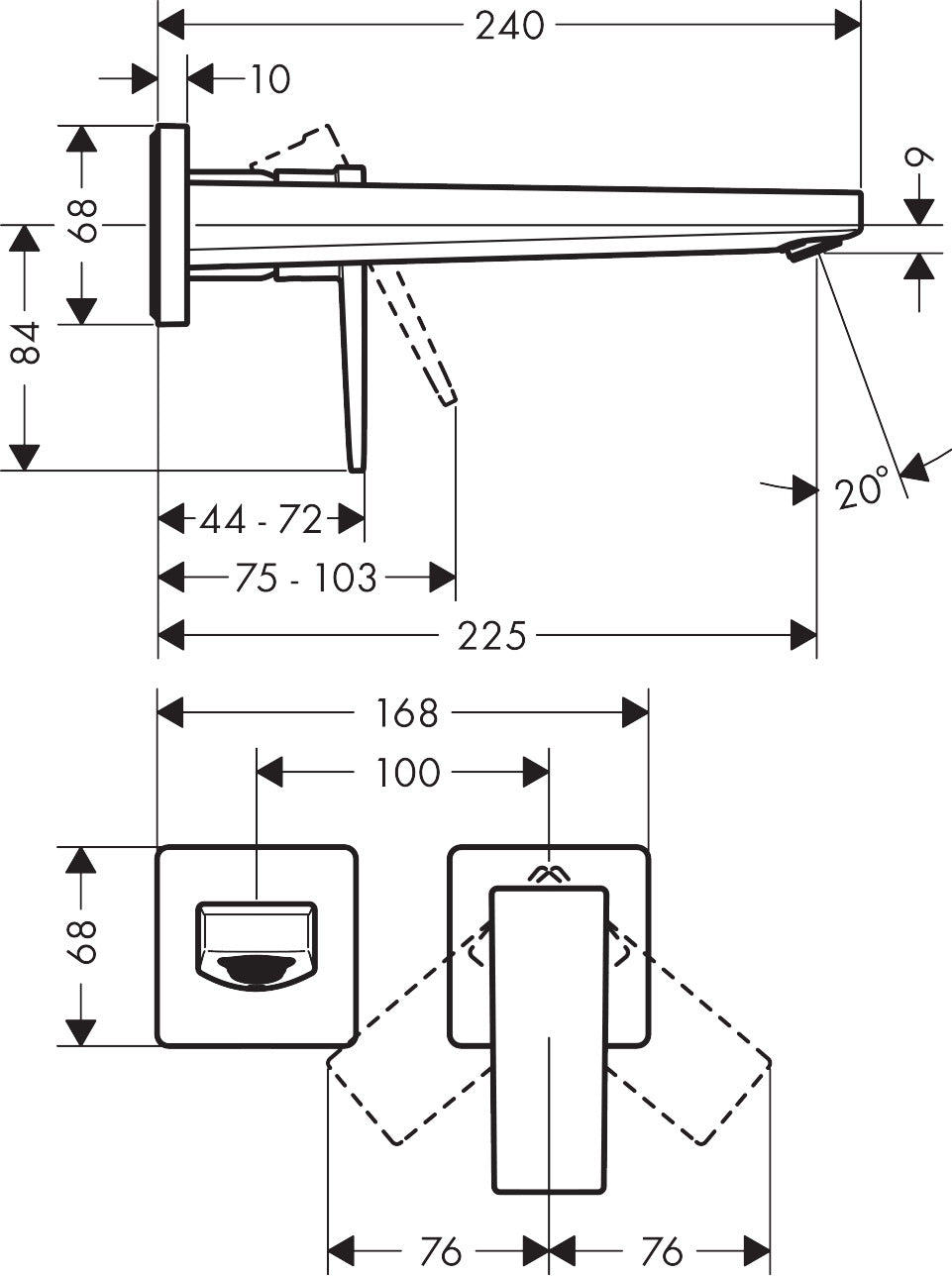 Hansgrohe Metropol Εντοιχισμένη Μπαταρία Νιπτήρος 32526000