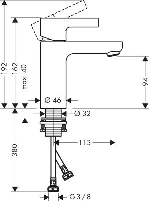 Hansgrohe Metris S 31068000 Μπαταρία Νιπτήρος