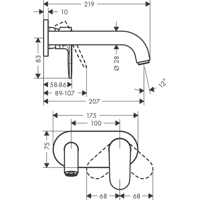Hansgrohe Vernis Blend Εντοιχισμένη Μπαταρία Νιπτήρος 71576000