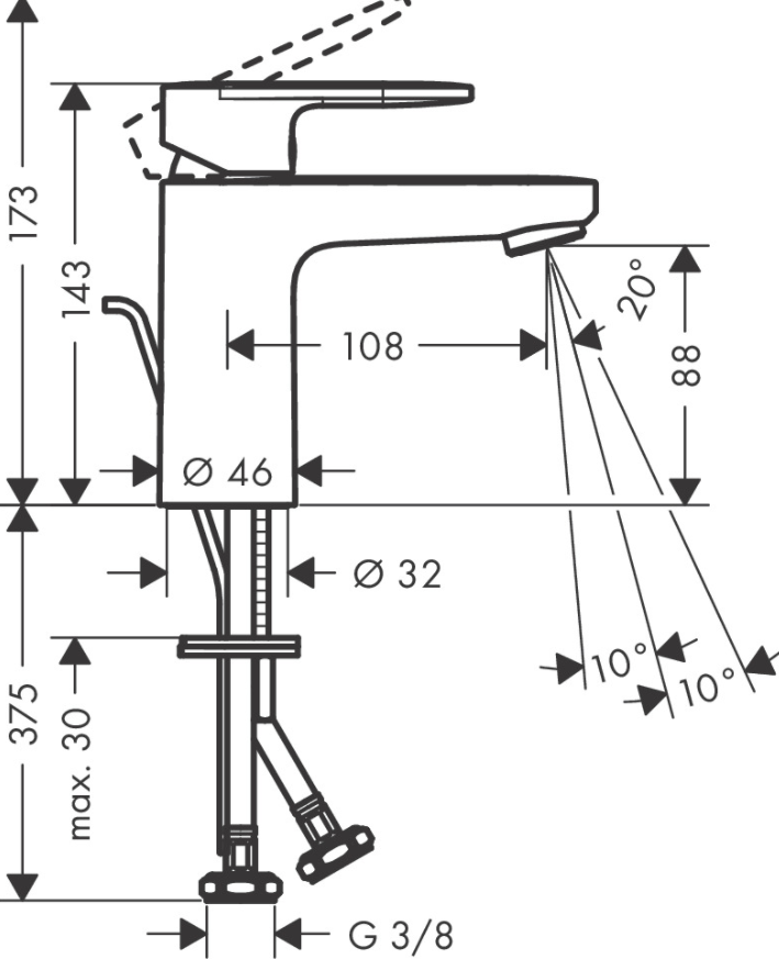 Hansgrohe Vernis Blend 100 Μπαταρία Νιπτήρος 71551000